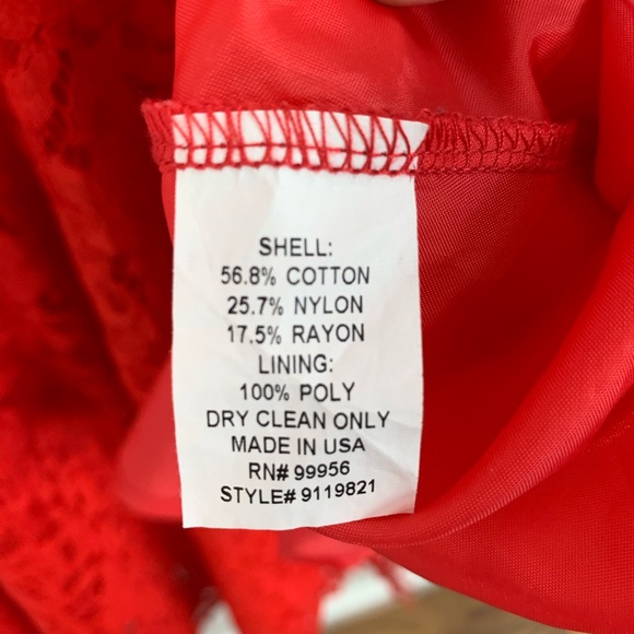 Shoshanna | Red Judith Lace Fit & flare Dress lush floral lace scalloped size 8 - Picture 6 of 7